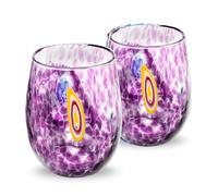 Gocce di Murano 2 Verres à Eau Traités Selon la Tradition des Artisans de Murano, Verre Soufflé et Traité à la Main 300 ml - Verres à Eau en Verre Arc-en-Ciel Pluie