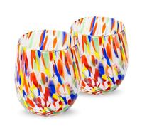 Gocce di Murano 2 verres à eau travaillés selon la tradition des artisans de Murano, verre soufflé et travaillé à la main 300 ml - verres à eau verre arc-en-ciel pluie