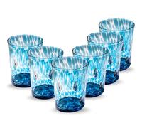 Gocce di Murano 6 verres à eau travaillés selon la tradition des artisans de Murano, verre soufflé et travaillé à la main 300 ml - verres à eau verre arc-en-ciel pluie