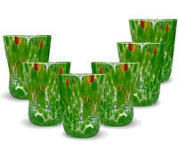 Gocce di Murano 6 verres à eau travaillés selon la tradition des artisans de Murano, verre soufflé et travaillé à la main 300 ml - Verres à eau élégants et précieux