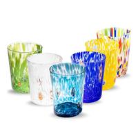Gocce di Murano 6 verres à eau travaillés selon la tradition des artisans de Murano, verre soufflé et travaillé à la main 300 ml - verres à eau verre arc-en-ciel pluie