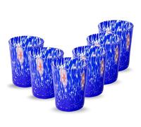 Gocce di Murano 6 verres à eau travaillés selon la tradition des artisans de Murano, verre soufflé et travaillé à la main 300 ml - verres à eau verre arc-en-ciel pluie