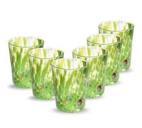 Gocce di Murano 6 verres à eau travaillés selon la tradition des artisans de Murano, verre soufflé et travaillé à la main 300 ml - verres à eau verre arc-en-ciel pluie