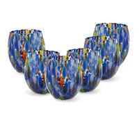 Gocce di Murano 6 verres à vin travaillés selon la tradition des artisans de Murano, verre soufflé et travaillé à la main 200 ml - Verres à vin élégants et précieux