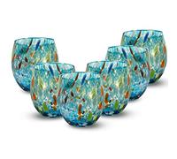 Gocce di Murano 6 verres à vin travaillés selon la tradition des artisans de Murano, verre soufflé et travaillé à la main 200 ml - Verres à vin élégants et précieux