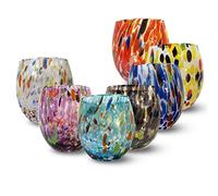 Gocce di Murano 6 verres à vin travaillés selon la tradition des artisans de Murano, verre soufflé et travaillé à la main 200 ml - Verres à vin élégants et précieux