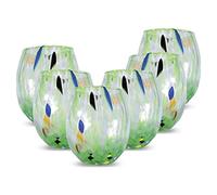 Gocce di Murano 6 verres à vin travaillés selon la tradition des artisans de Murano, verre soufflé et travaillé à la main 200 ml - Verres à vin élégants et précieux