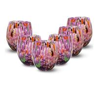 Gocce di Murano 6 verres à vin travaillés selon la tradition des artisans de Murano, verre soufflé et travaillé à la main 200 ml - Verres à vin élégants et précieux