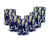 Gocce di Murano Lot de 12 verres à liqueur de pluie arc-en-ciel en verre de Murano soufflé à la main, colorés, élégants et précieux (noir, 12)