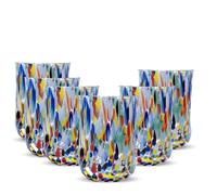 Gocce di Murano Lot de 6 verres à eau Goto fabriqués selon la tradition des artisans de Murano, verre soufflé et travaillé à la main 300 ml - verres à eau en verre ligne hétérée