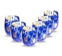 Gocce di Murano Lot de 6 verres à eau travaillés selon la tradition des artisans de Murano, verre soufflé et travaillé à la main, 300 ml - verres à eau, verre arc-en-ciel, pluie