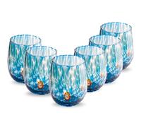 Gocce di Murano Lot de 6 verres à eau travaillés selon la tradition des artisans de Murano, verre soufflé et travaillé à la main, 300 ml - verres à eau, verre arc-en-ciel, pluie