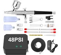 Gocheer Kit aérographe avec compresseur d'air, 40 PSI haute pression aérographe non obstruant avec buse de 0,2/0,3/0,5 mm, idéal pour la peinture, le modelage, la décoration de gâteaux, la pâtisserie,
