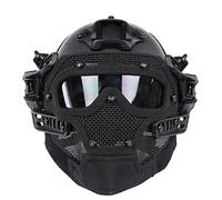 Gocher Casque avec Masque de Protection et Masque Facial en Mesh pour Jeux de Paintball Airsoft-BK