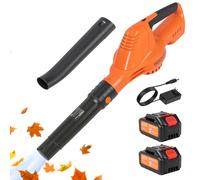 GOCHIFIX Souffleur de feuilles sans fil, 2 batteries et chargeur 21 V 3,0 Ah, 5 niveaux de vitesse, souffleur électrique léger avec tube d'extension pour l'entretien de la pelouse, soufflage de
