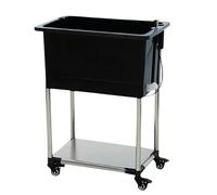 GOCHUSX Évier Portable pour Balai À Franges, Évier De Buanderie Autoportant en Plastique avec Kit De Vidange, Station De Lavage À Cuve Unique pour Balcon(Zwart,60.5x40x80cm-B)