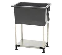 GOCHUSX Évier Portable pour Balai À Franges, Évier De Buanderie Autoportant en Plastique avec Kit De Vidange, Station De Lavage À Cuve Unique pour Balcon(Grey,60.5x40x80cm-A)
