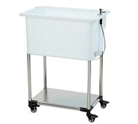 GOCHUSX Évier Portable pour Balai À Franges, Évier De Buanderie Autoportant en Plastique avec Kit De Vidange, Station De Lavage À Cuve Unique pour Balcon(Blanc,60.5x40x80cm-B)