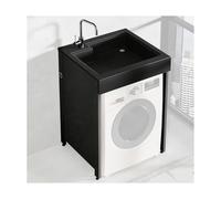 GOCHUSX Lavabo sur Pied, Station De Lavage des Mains Professionnelle avec Kit D'évacuation, Lavabo De Salle De Bain À Fixation Au Sol pour Usage Commercial(Zwart,68x75x102cm)