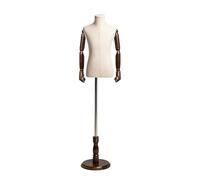 GOCHUSX Mannequin De Présentation/Buste De Vitrine, Forme De Couture avec Base en Bois, Mannequin Demi-Corps avec Bras Imitation Bois(6-B)