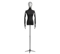 GOCHUSX Mannequin Féminin, Buste De Mannequin De Présentation avec Support Et Bras, Présentoir Réaliste pour La Couture Et La Création De Patrons De Vêtements(Black-A,S)