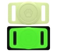 GOCII Lot de 2 supports de collier de chien Airtag étanches pour Apple AirTag (Gen 1 et 2), coque en silicone pour colliers de chien (vert brillant)
