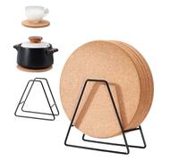 Gocoffun Lot de 5 Dessous de Plat Ronds en liège de 19,1 cm avec Supports, Dessous de Plat en liège Extra épais réutilisables pour casseroles Chaudes et Plats Chauds