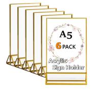 Gocoffun Lot de 6 supports de panneau en acrylique transparent A5 - Cadre photo double face pour affichage de menu, affichage de restaurant, menu de mariage