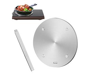Gocoffun Plaque diffuseur de chaleur pour cuisinière à gaz, plaque d'adaptation à induction en acier inoxydable avec poignée de retrait, pour batterie de cuisine, diffuseur de chaleur (28 cm)