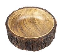 GoCraft Bol décoratif en bois de manguier avec écorce d'arbre - 19,1 x 7 cm - Bol rustique en bois fait à la main pour pot-pourri, collations, noix, salade - Pièce maîtresse naturelle pour décoration
