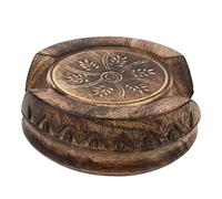 GoCraft Lot de 6 sous-Verres en Bois Faits à la Main dans Un Support en Forme de Lotus avec Design Rustique 12,7 cm