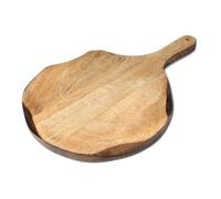 GoCraft Planche à découper ronde en bois | Pelle à pizza en bois de manguier | Planche à découper, préparer, servir | Plateau de charcuterie - 40,6 x 27,9 cm