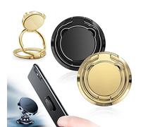 GOCUODE 2 Pièces Anneau Support Telephone,Bague de Téléphone Portable Rotatif à 360 °,Peut être Utilisé en Combinaison avec Support de Téléphone Magnétique pour Voiture (Noir + Or)