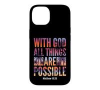 God All Things are Possible Matthew 19:26 Verse biblique Coque pour iPhone 14
