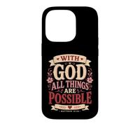 God All Things are Possible Matthew 19:26 Verse biblique Coque pour iPhone 14 Pro