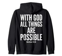 God All Things are Possible Matthew 19:26 Verse biblique Sweat à Capuche