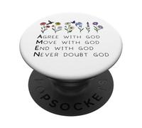 God Amen Agree God Move God with Christian Saying God Quote PopSockets PopGrip Adhésif