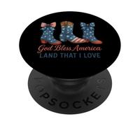 God Bless America Bottes de cowboy Western Patriotic Bowws USA PopSockets PopGrip Adhésif