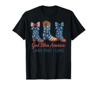 God Bless America Bottes de cowboy Western Patriotic Bowws USA T-Shirt