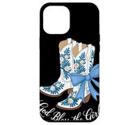 God Bless The Girls Bottes Cowgirl Fleurs Bleu Western Coque pour iPhone 12 Pro Max