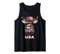 God Bless The USA Chapeau Patriotique Amusant Motif cerf Débardeur