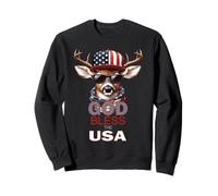 God Bless The USA Chapeau Patriotique Amusant Motif cerf Sweatshirt