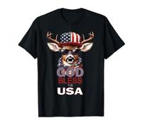 God Bless The USA Chapeau Patriotique Amusant Motif cerf T-Shirt