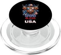 God Bless The USA Funny Patriotic Highlander Vache et Drapeau PopSockets PopGrip pour MagSafe