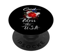 God Bless The USA Patriotic Christian Pretty Floral Swag PopSockets PopGrip Adhésif
