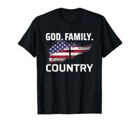 God Family Country American Flag Cross T-Shirt