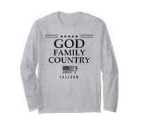 God Family Country Freedom Sign US Flag Make Heaven Crowded Manche Longue