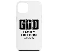 God Family Country in That Order Its All About Jesus Freedom Coque pour iPhone 13