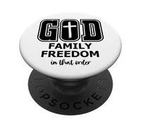 God Family Country in That Order Its All About Jesus Freedom PopSockets PopGrip Adhésif