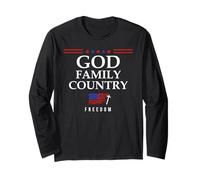 God Family Country US Flag Christian Saying Freedom Jesus Manche Longue